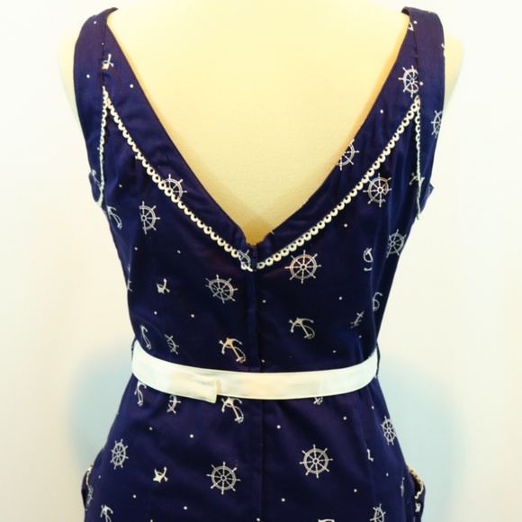 Voodoo Vixen Nautical Printed Belted Pin Up Dress - Picture 6 of 8